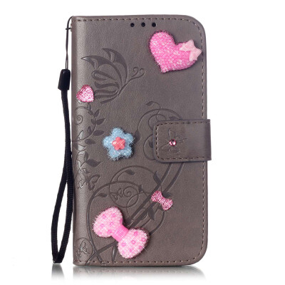 

Gray Flower Design PU Leather Flip Cover Wallet Card Holder Case for LG G4