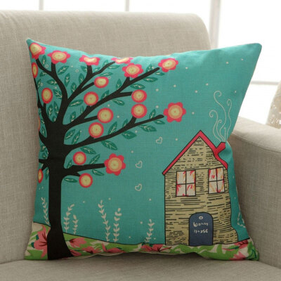 

Ying Xin home textiles cartoon flax style pillow sofa cushions car waist cushions waist pillow with core night to spend 45x45cm