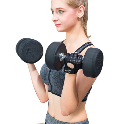 

LAC перчатки для фитнеса женские противоскользящие полу пальцы спортивные перчатки мужчины носят оборудование для тренировки наполовину пальцы перчатки черные дышащие модели L код