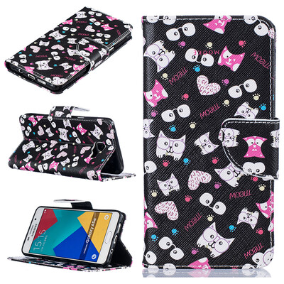 

Black cat Design PU Leather Flip Cover Wallet Card Holder Case for SAMSUNG GALAXY A5 2016A510