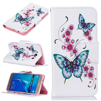 

Peach butterfly Design PU Leather Flip Cover Wallet Card Holder Case for SAMSUNG Galaxy J5 2016J510