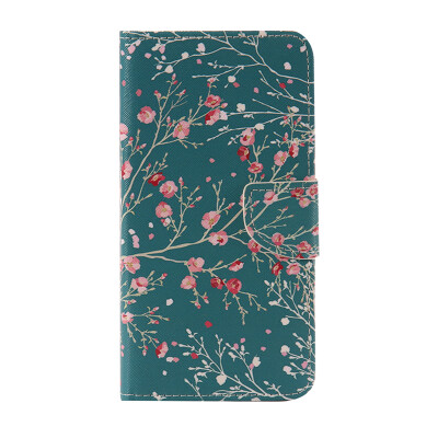 

Blue Apricot Tree Design PU Leather Flip Cover Wallet Card Holder Case for SAMSUNG A9