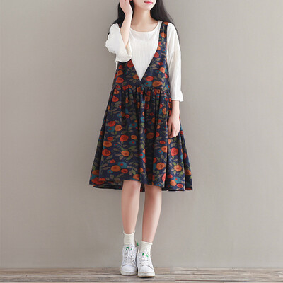 

CITYPLUS Arts Fan Fan Velvet Print Vest Loose Large Size Dress Bring CWQZ172470 Tibetan Blue
