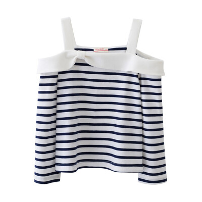 

Flosse Flordeer French children's clothing girl's striped striped long-sleeved T-shirt bottoming shirt F71043 Navy 130