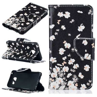 

Small white flowers Design PU Leather Flip Cover Wallet Card Holder Case for SAMSUNG GALAXY A3 2016/A310