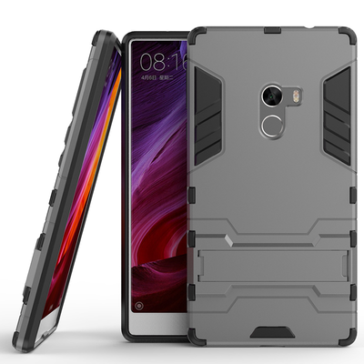 

Gray Slim Robot Armor Kickstand Shockproof Hard Rugged Rubber Back Case For XIAOMI MIX