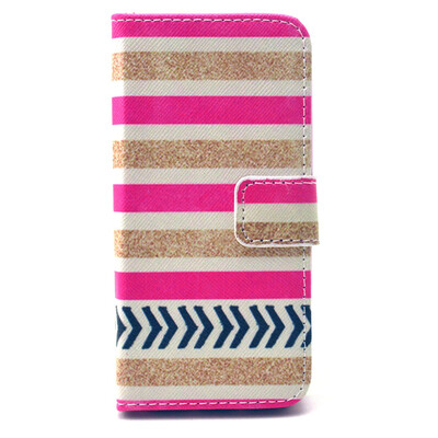 

Stripe Design PU Leather Flip Cover Wallet Card Holder Case for IPHONE 5