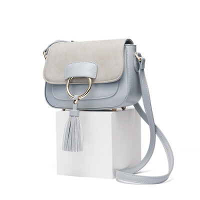 

DOODOO Messenger bag female package Korean version of the female package small square bag wild mini shoulder hit color package ring tassel bag D6170 brown