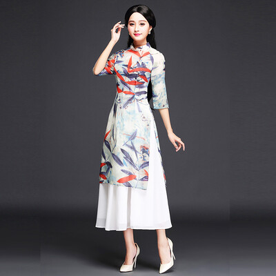 

MAXWAY Women&39s Wear 2017 Spring Chinese Wind Cheongsam Retro Chinese Style Improved Daily Sleeve Temperament Dresses MW034 Color