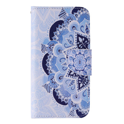 

Blue Flower Design Кожа PU откидной крышки Кошелек Карты Держатель чехол для SAMSUNG S7