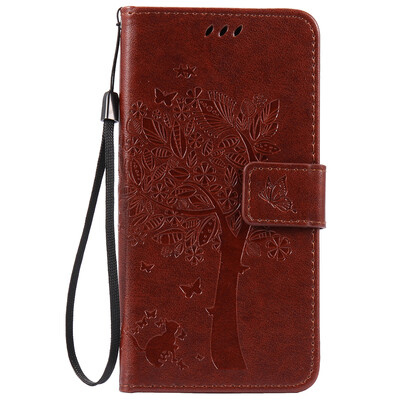 

Brown Tree Design PU Leather Flip Cover Wallet Card Holder Case for HUAWEI Enjoy 5