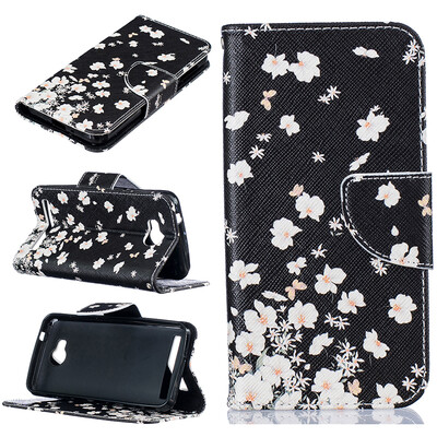 

Small white flowers Design PU Leather Flip Cover Wallet Card Holder Case for HUAWEI Y3 II