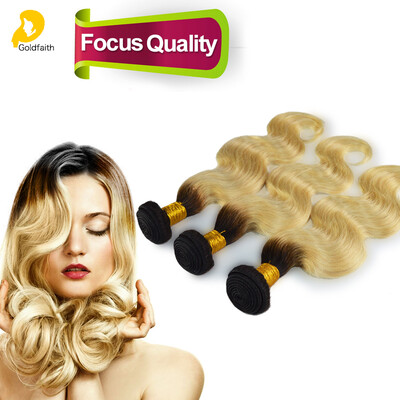 

3pcs Lot Dark Root Blonde Ombre Weave Brazilian Virgin Remy Hair Blonde Weave Bundles Body Wave Two Tone Human Hair Extensions