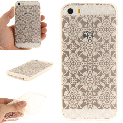 

Half white flowers Pattern Soft Thin TPU Rubber Silicone Gel Case Cover for IPHONE 55S5SE