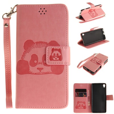 

Pink Panda Style Embossing Classic Flip Cover with Stand Function and Credit Card Slot for SONY Xperia XA