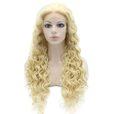 

Long Curly 613 Blond Heat Safe Fiber Hair Lace Front Wig
