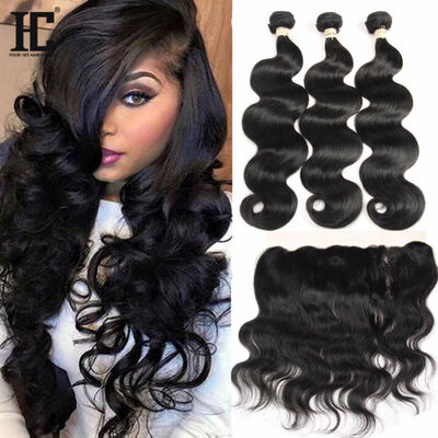 

Ухо для ушей Кружева Фронтальное закрытие со связями Перуанская волчанка с волнистыми волосами с закрытием Пакеты человеческих волос с фронтальным закрытием