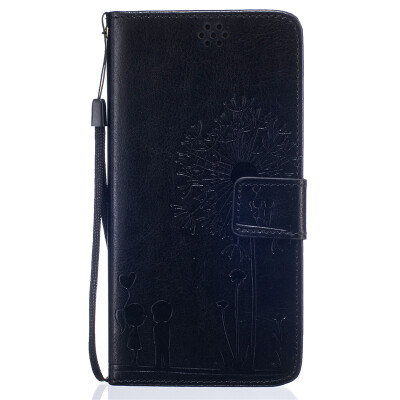 

Black Lovers and Dandelion Style Embossing Classic Flip Cover with Stand Function and Credit Card Slot for IPHONE 7