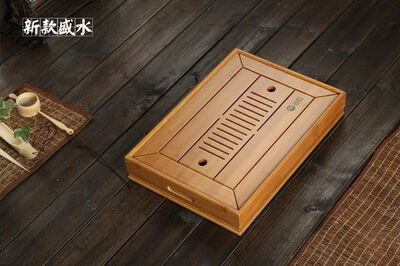 

Bamboo Chinese Gongfu Tea Ceremony Table Serving Tray wt Water Tank 345225cm
