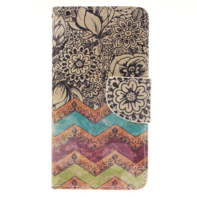 

Wave flower Design PU Leather Flip Cover Wallet Card Holder Case for SAMSUNG GALAXY S6 edge Plus