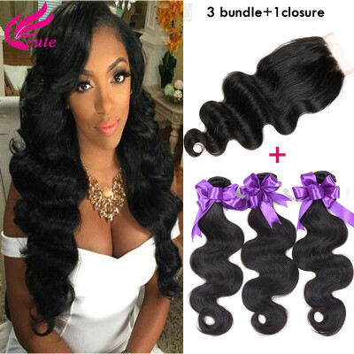 

Malaysian Body wave Hair With Closure 8A Malaysian Virgin Human Hair With Closure Remy Malaysian Body Wave With Closure