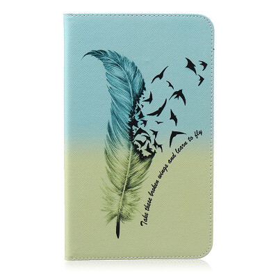 

Feathers and birds Style Embossing Classic Flip Cover with Stand Function and Credit Card Slot for SAMSUNG Galaxy Tab 4 T330