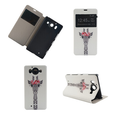 

Giraffe Design PU Leather Flip Cover Wallet Card Holder Case for Microsoft Lumia 950