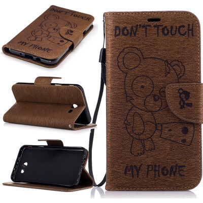 

coffee Bear Style Embossing Classic Flip Cover with Stand Function and Credit Card Slot for SAMSUNG Galaxy J7 2017/J727P