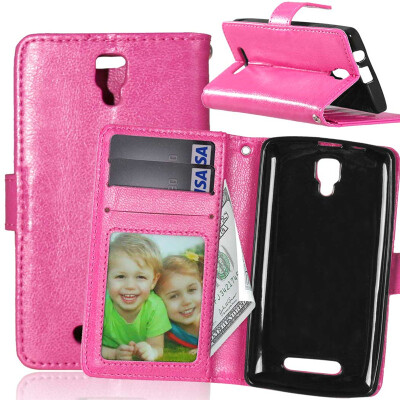 

Rose red Style Classic Flip Cover with Stand Function and Credit Card Slot for Lenovo A6000