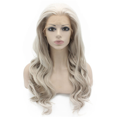 

Iwona Synthetic Hair Lace Front Long Wavy Gray Blonde Wig