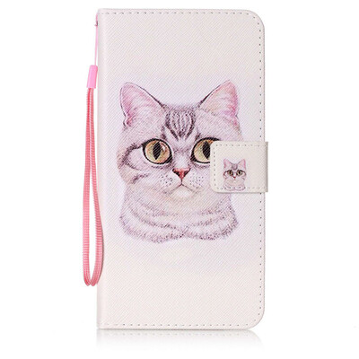 

Короткие волосы Cat Дизайн PU кожа флип Обложка Кошелек Карты Держатель чехол для LG V20/H990N