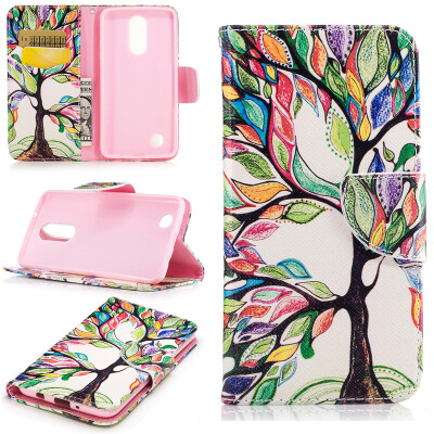 

Colorful tree Design PU Leather Flip Cover Wallet Card Holder Case for LG K8 2017