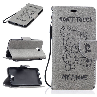 

Gray Bear Style Embossing Classic Flip Cover with Stand Function and Credit Card Slot for HUAWEI Y5 II