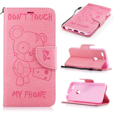 

Pink Bear Style Embossing Classic Flip Cover with Stand Function and Credit Card Slot for Google Pixel