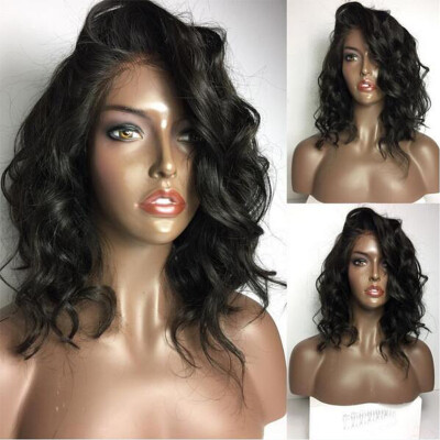 

Short bob lace front human hair wigs with baby hair glueless lace front wig wavy brazilian virgin hair wig for black women