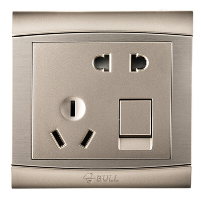 

Bull BULL switch socket G19 series open a single control five holes with switch socket 86 type panel G19E333 champagne gold