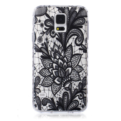 

Black Rose Pattern Мягкий тонкий ТПУ Резиновая крышка силиконовый гель чехол для SAMSUNG GALAXY S5