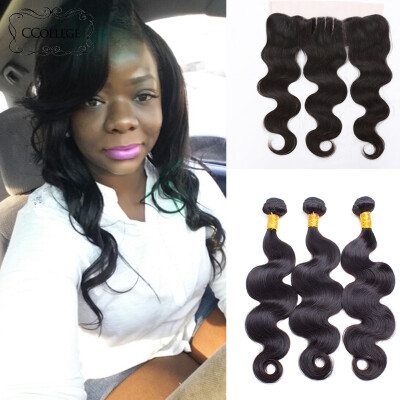 

CCollege Hair 8A Brazilian Virgin Hair Weave Body Wave 3 Bundles with Lace Frontal 4x13 Size Brazilian Body Wave Weave Bundles