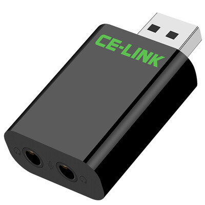 

CE-LINK 2458 USB to headphone microphone connector dual headset desktop computer notebook independent external stereo free sound drive USB20 external independent sound card black