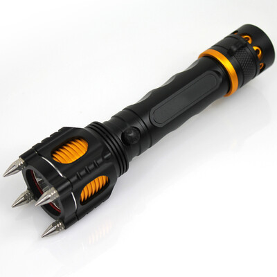 

Small savage anti-body wolf anti-explosive sticks light flashlight telescopic sticks long section of the mace teeth car charging long-range security patrol with the rejection stick effect better black
