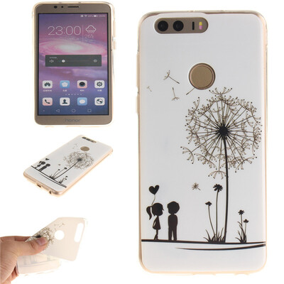 

Lovers&dandelion Pattern Soft Thin TPU Rubber Silicone Gel Case Cover for HUAWEI Honor 8
