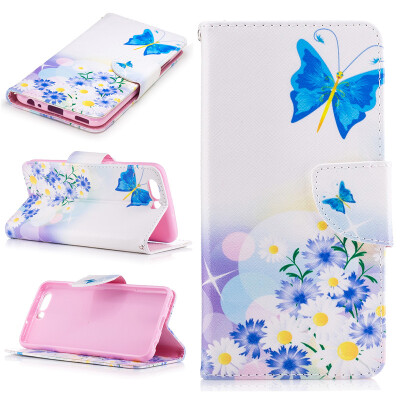 

Butterfly&flower Design PU Leather Flip Cover Wallet Card Holder Case for HUAWEI P10