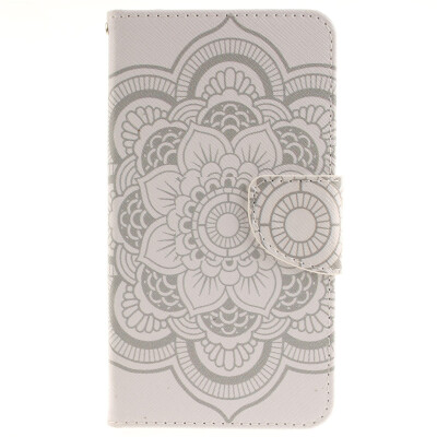 

White flowers Design PU Leather Flip Cover Wallet Card Holder Case for LG G3 Stylus D690