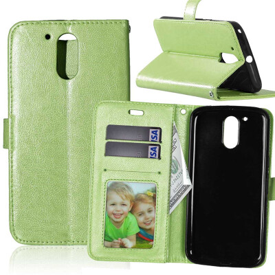 

Green Style Classic Flip Cover with Stand Function and Credit Card Slot for Motorola Moto G4 Plus