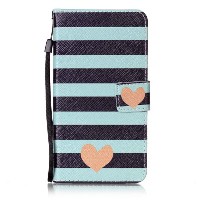 

Blue Stripes Design PU Leather Flip Cover Wallet Card Holder Case for LG X Power