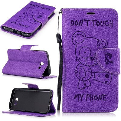 

Purple Bear Style Embossing Classic Flip Cover with Stand Function and Credit Card Slot for SAMSUNG GALAXY J3 2017/J327