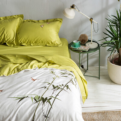 

Large bed DAPU set of home textiles 60 combed cotton four sets of satin flowers&birds embroidery sets of Chinese wind bed bamboo rhyme 15 m bed 200 230cm