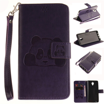 

Purple Panda Style Embossing Classic Flip Cover with Stand Function and Credit Card Slot for OnePlus 3