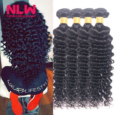 

Bouncy Top Quality N.L.W. Products Brazilian Virgin Hair Deep Wave 4 Bundles 8A Unprocessed Free Shipping Full and Thick