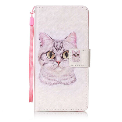 

Короткие волосы Cat Дизайн PU кожа флип Обложка Кошелек Карты Держатель чехол для Wiko Lenny 2